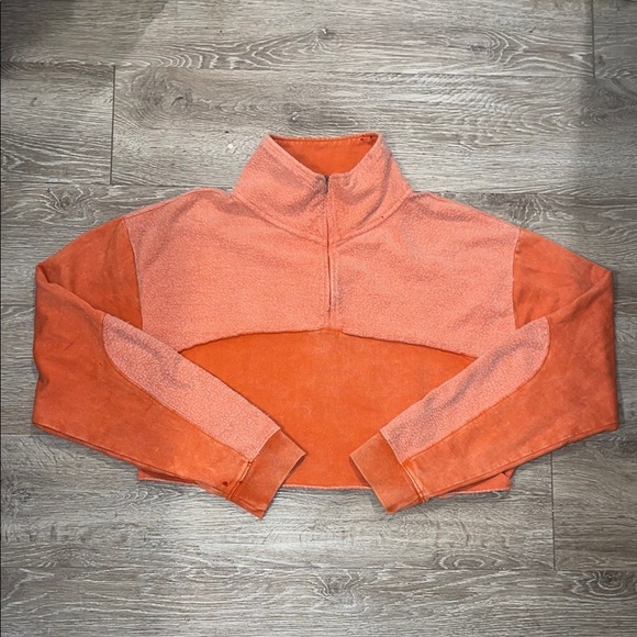 Urban outfitters out from under orange size medium crop quarter zip sweatshirt - Picture 1 of 6